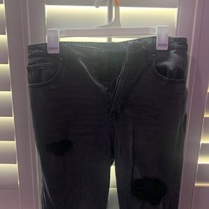 Light Washed Black Straight Jeans
